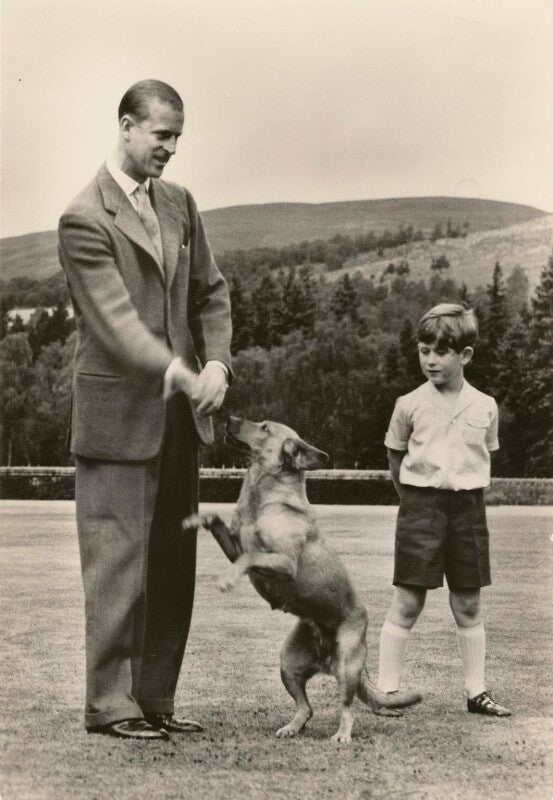 'h.r.h. the duke of edinburgh and prince charles at balmoral' npg x193058