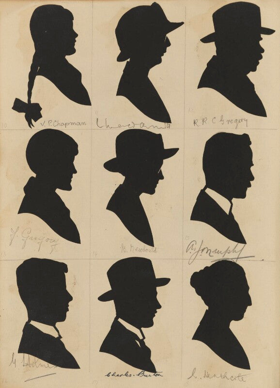 Visitors to st luke's church bazaar, eltham park (v.p. chapman; unidentified sitter; richard robert castell ('r. r. c.') gregory; f. gregory; b. newbould; a.j. murphy; g. holmes; charles edward augustine burton; l. heathcote) npg d46610