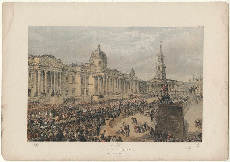'trafalgar square, march 7th 1863' (including king edward vii; queen alexandra) npg d33990