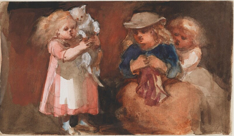Three unknown children and a cat npg d23146(18)