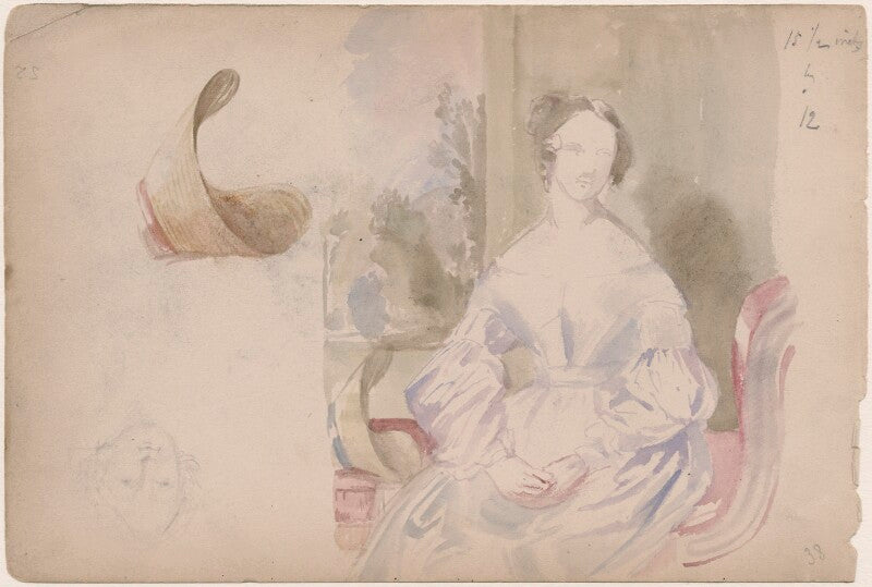 Unknown woman, woman's bonnet and sketch of a woman's face npg d23313(69)
