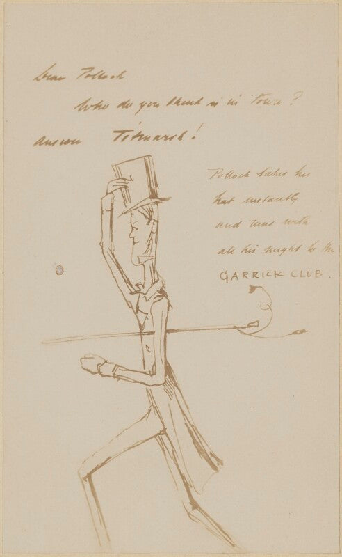 Letter to mr pollock from thackeray including a caricature of him npg d9577