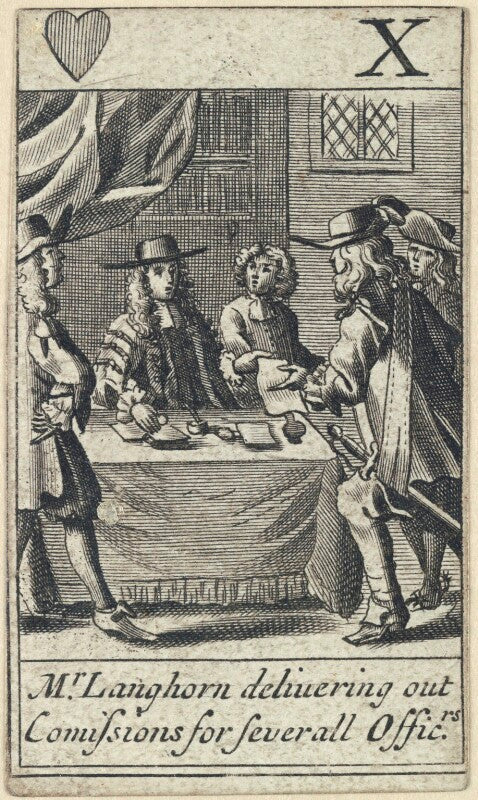 'mr langhorn delivering out comissions for severall offic.rs' (richard langhorne) npg d23012(d)