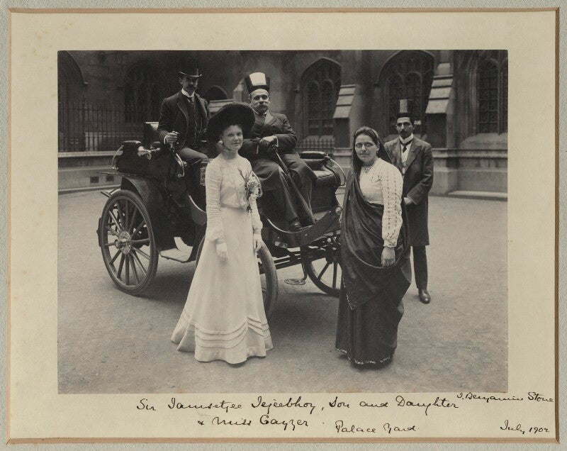 Sir jamsetjee jejeebhoy, 4th bt with son, daughter and miss cayzer npg x31824