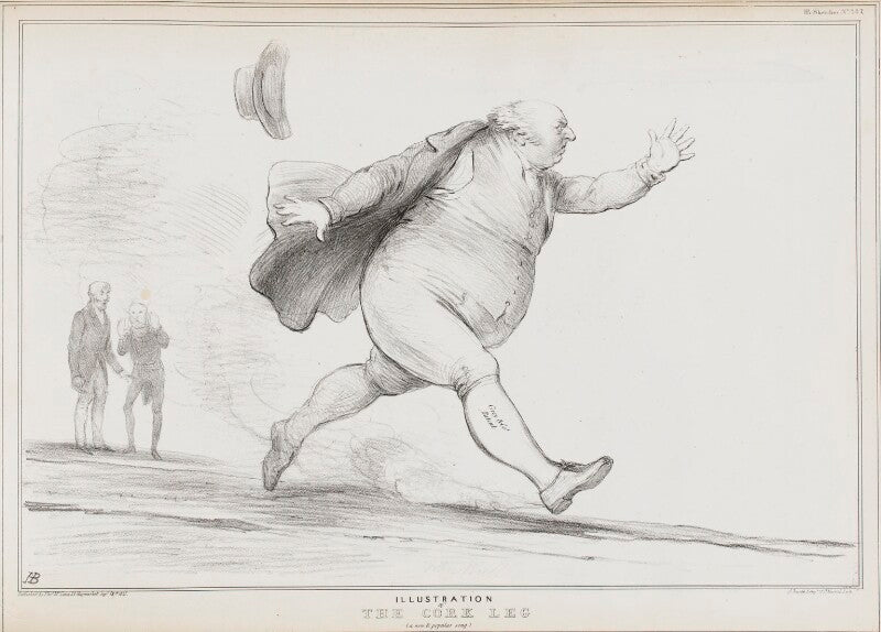 Illustration of the cork leg (arthur wellesley, 1st duke of wellington; john scott, 1st earl of eldon; john bull) npg d41222