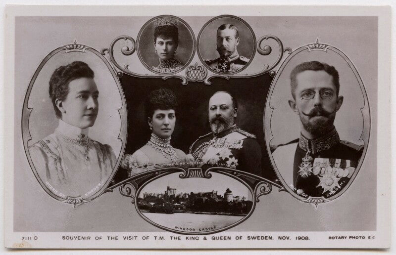 'souvenir of the visit of t.m. the king & queen of sweden, november 1908' npg x74457