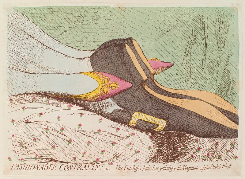 'fashionable contrasts; or the duchess's little shoe yeilding to the magnitude of the duke's foot' npg d13009