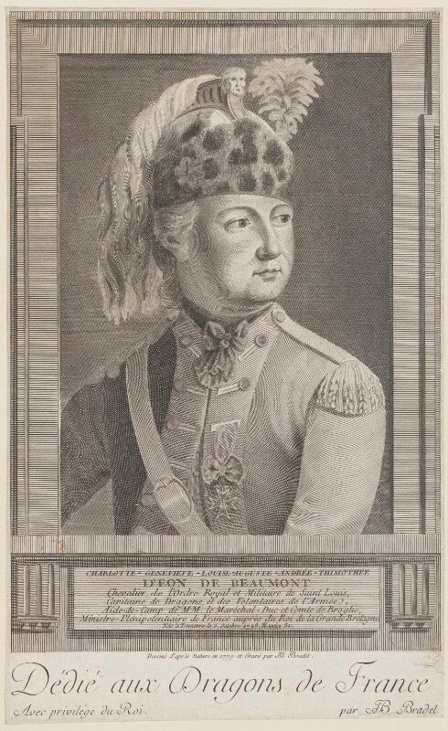Chevalier d'eon ('charlotte genevieve louise auguste andrée thimothée d'eon de beaumont') npg d48176