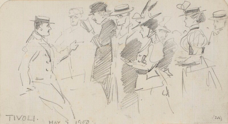 Guide lecturing tourists in rome (seven unknown sitters) npg d43061