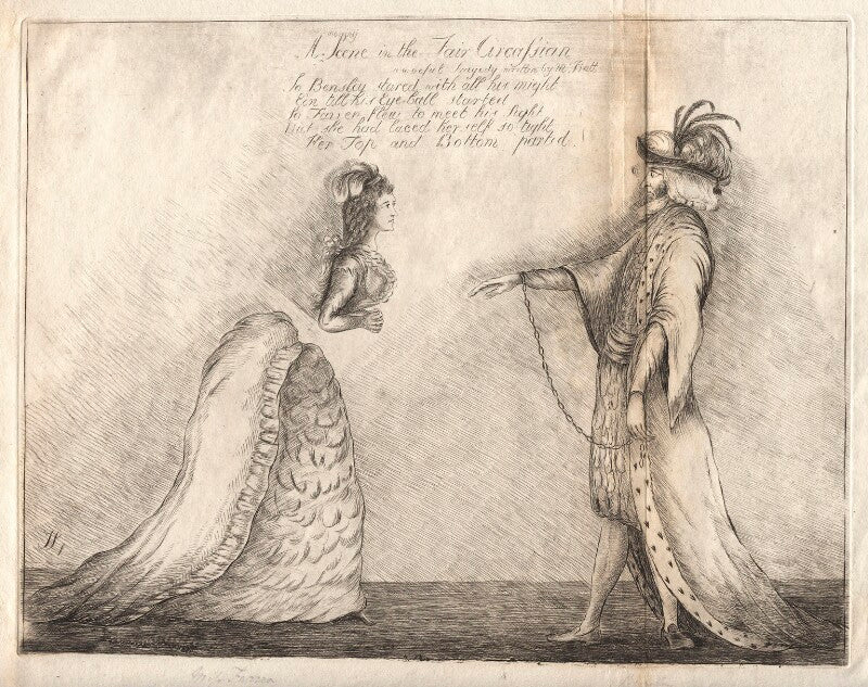 'a scene in the fair circassian' (robert bensley; elizabeth (née farren), countess of derby) npg d9544