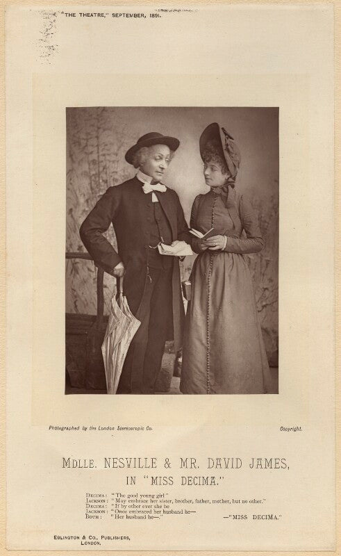 David james as jackson; juliette nesville as decima in 'miss decima' npg x134528