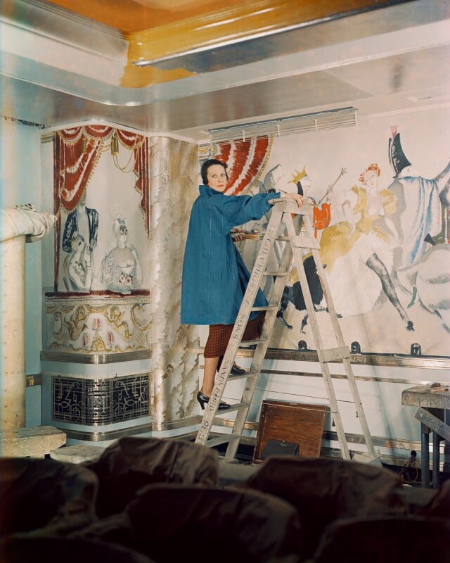 Doris zinkeisen working on the panels in the grill room of the rms queen mary npg x220829