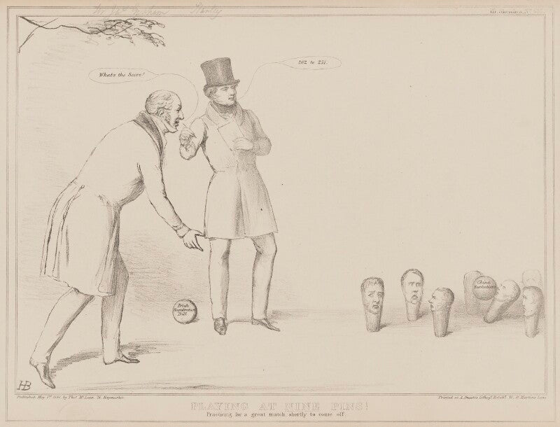 Playing at nine pins npg d41569