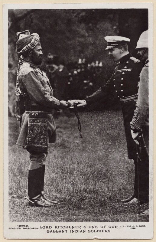 Herbert kitchener, 1st earl kitchener greets an indian soldier npg x194115