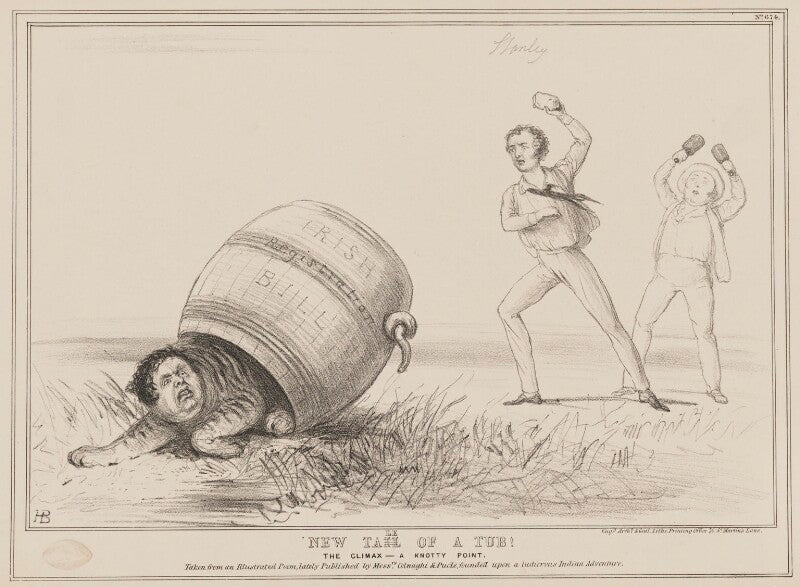 New tale of a tub! (daniel o'connell; edward stanley, 14th earl of derby; lord granville somerset) npg d41607