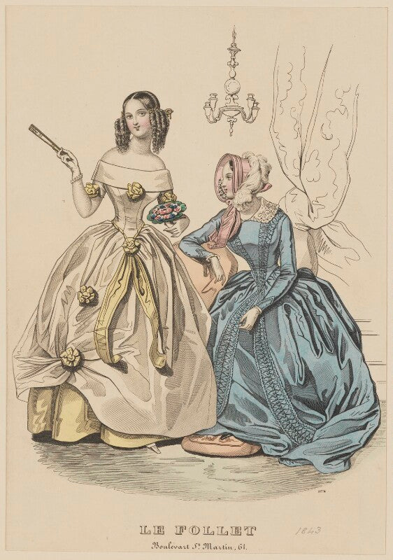 Visiting and walking dress, april 1843 npg d47913