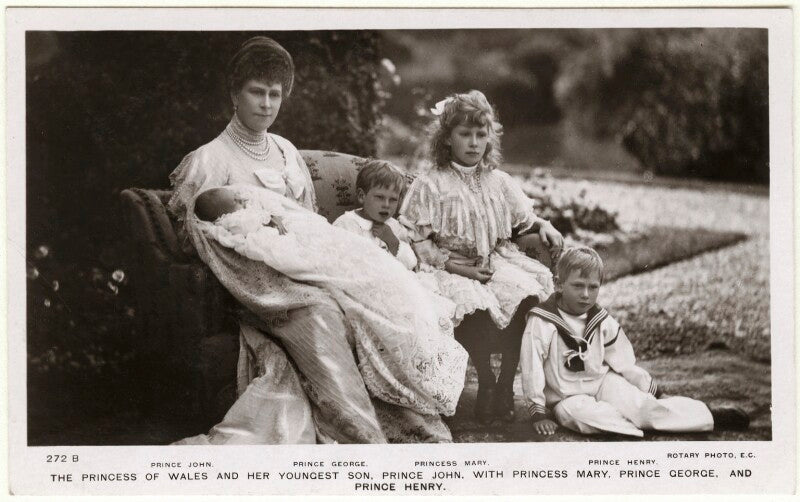 Queen mary; prince george, duke of kent; princess mary, countess of harewood; prince john; prince henry, duke of gloucester npg x29776