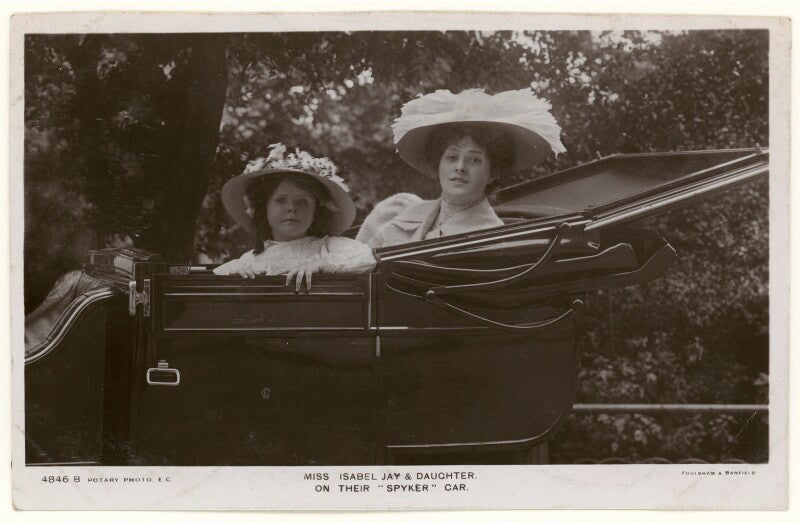 'isabel jay & daughter on their "spyker" car' (isabel jay; hon. cecilia claribel anderson (née cavendish)) npg x201156