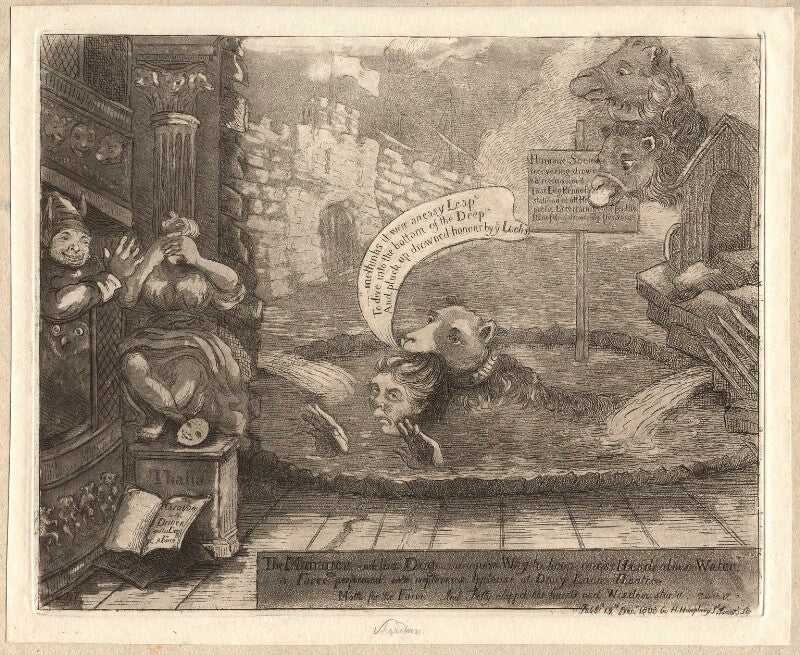 Richard brinsley sheridan ('the manager and his dog or a new way to keep one's head above water') npg d9941