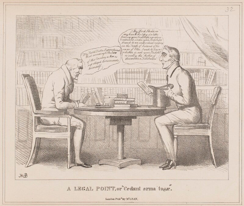 A legal point, or "cedant arma togae" (john scott, 1st earl of eldon; arthur wellesley, 1st duke of wellington) npg d40967