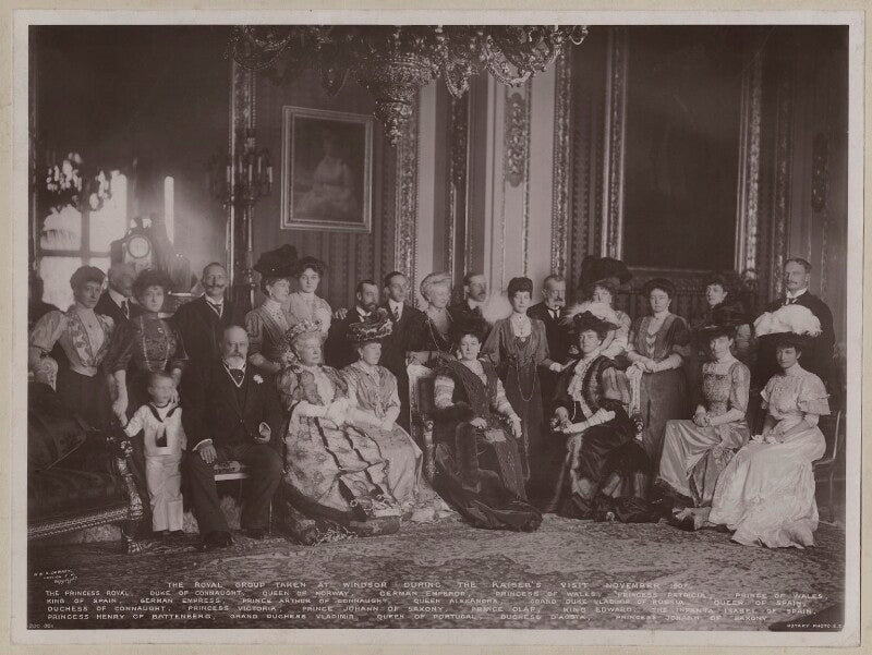 Royal group in the crimson drawing room at windsor castle npg x135923
