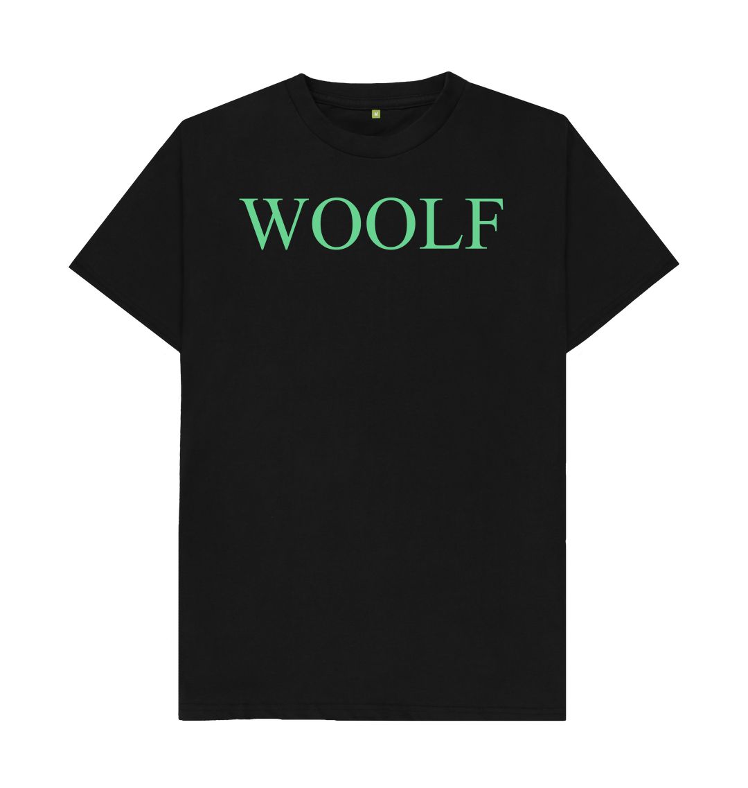 Black woolf men's crew t shirt