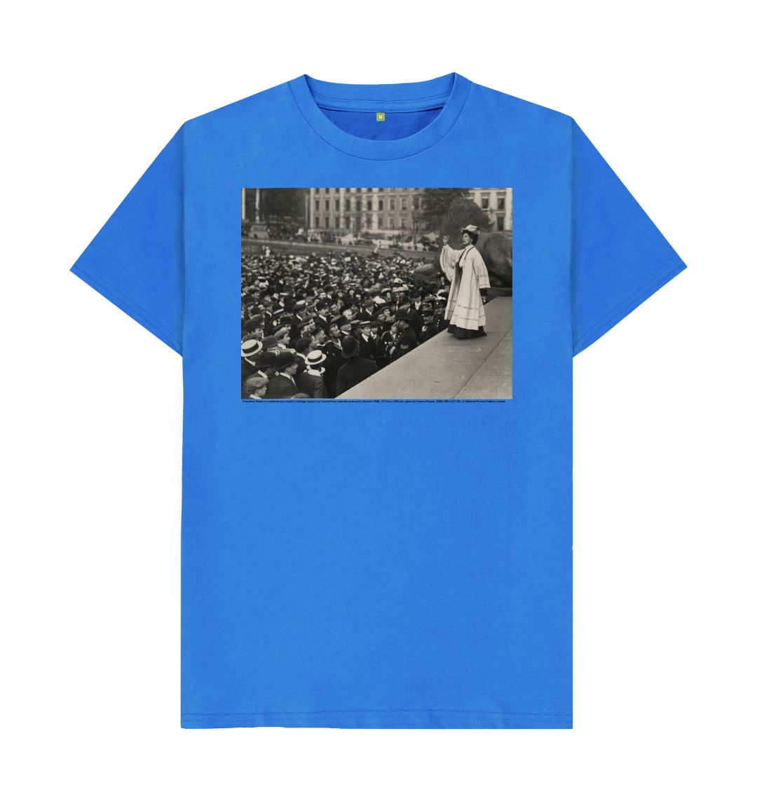 Bright blue emmeline pankhurst addressing a crowd in trafalgar square unisex t shirt