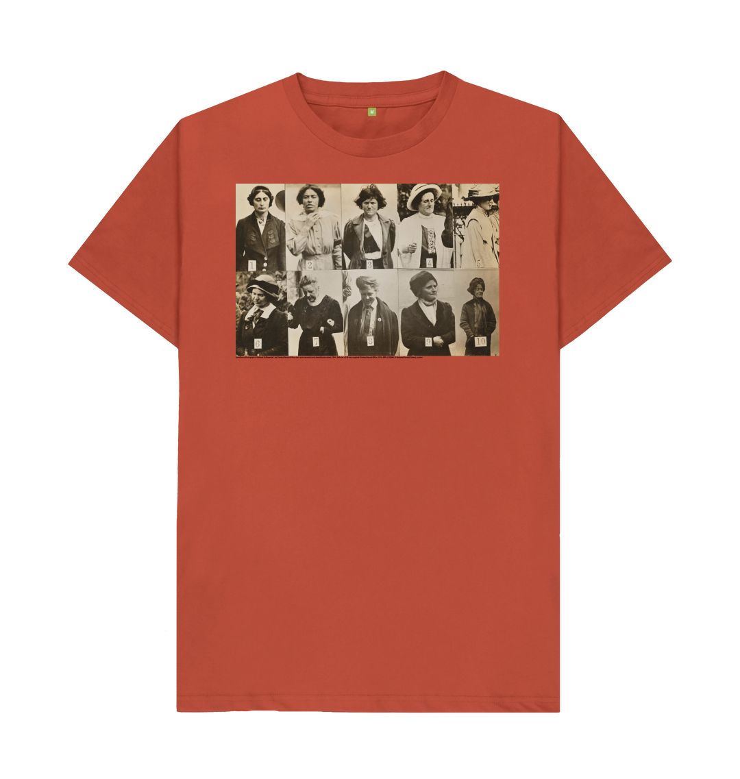 Rust 'surveillance photograph of militant suffragettes' unisex t shirt