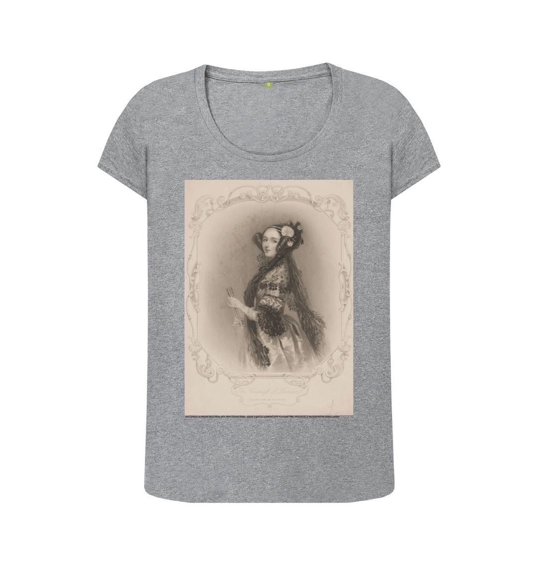 Athletic grey ada lovelace women's scoop neck t shirt
