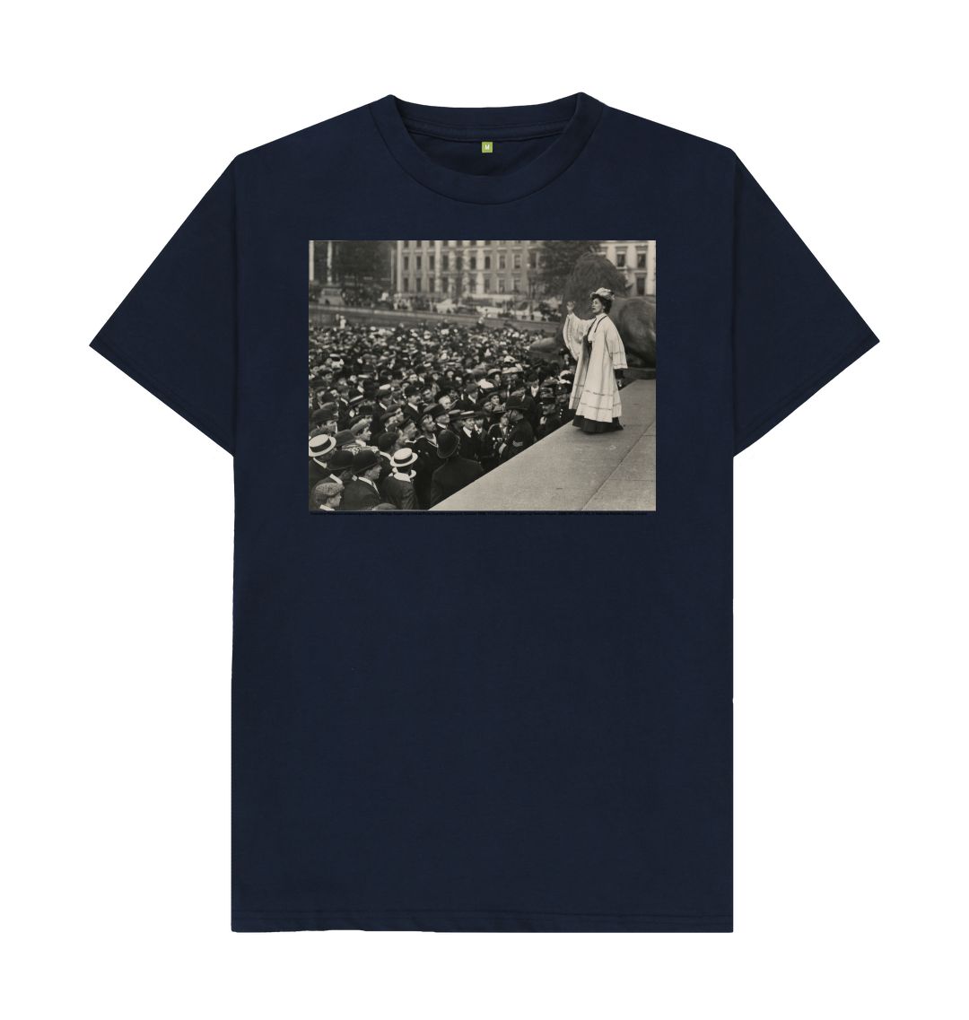 Navy blue emmeline pankhurst addressing a crowd in trafalgar square unisex t shirt