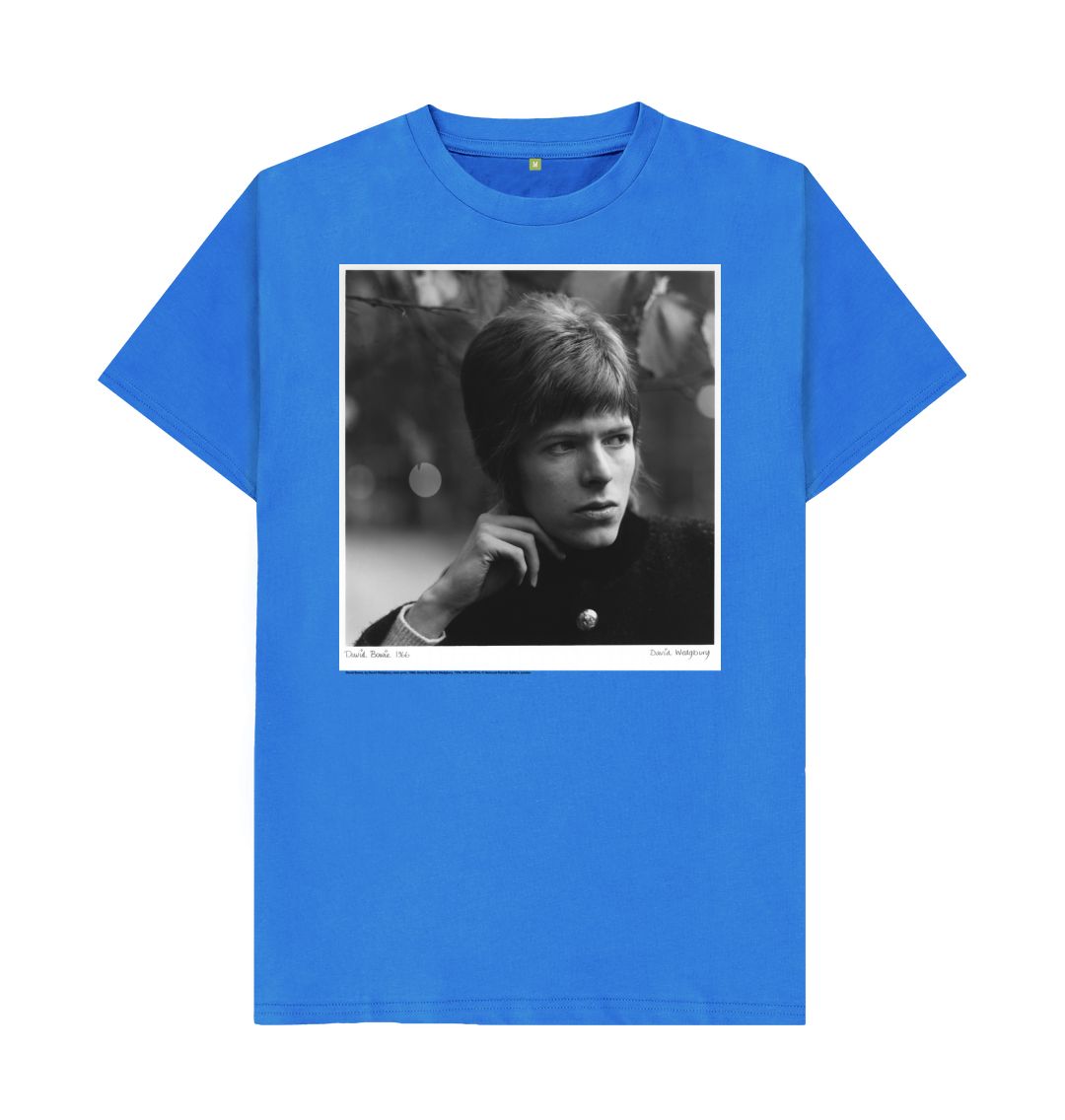 Bright blue david bowie unisex crew neck t shirt