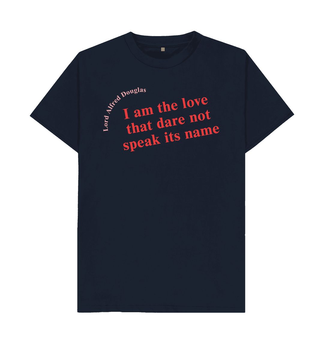 Navy blue lord alfred douglas unisex quote t shirt with red font