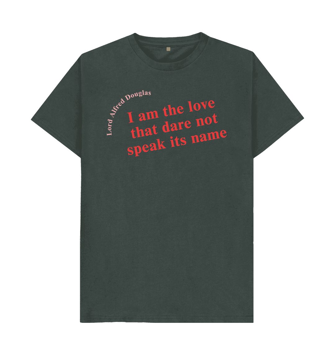 Dark grey lord alfred douglas unisex quote t shirt with red font