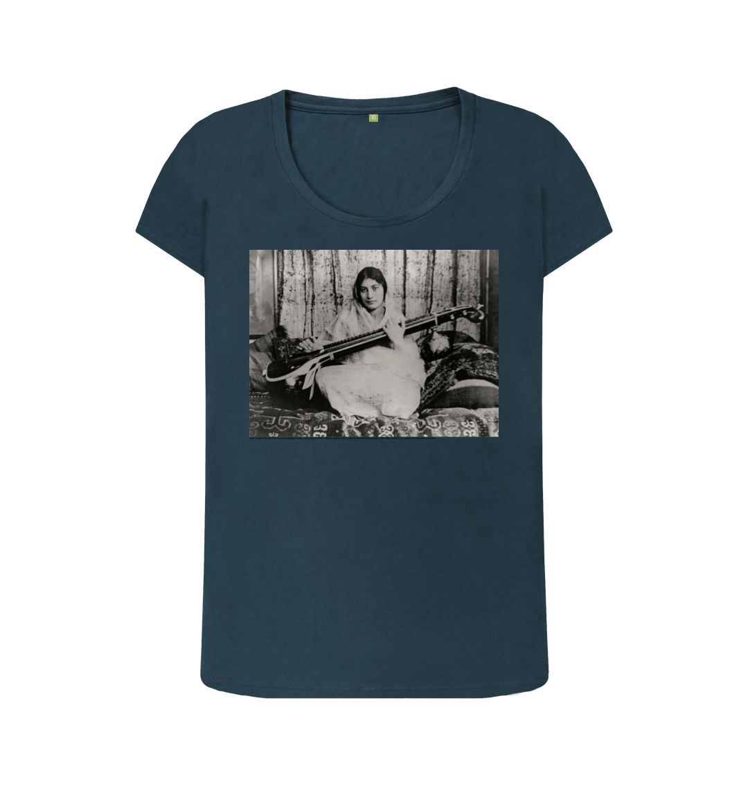 Denim blue noor inayat khan women's scoop neck t shirt