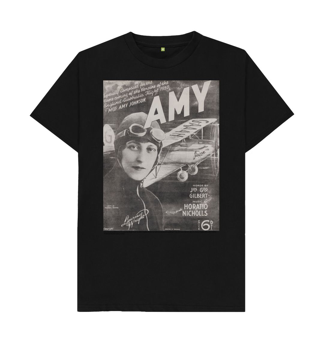 Black amy johnson sheet music cover unisex t shirt
