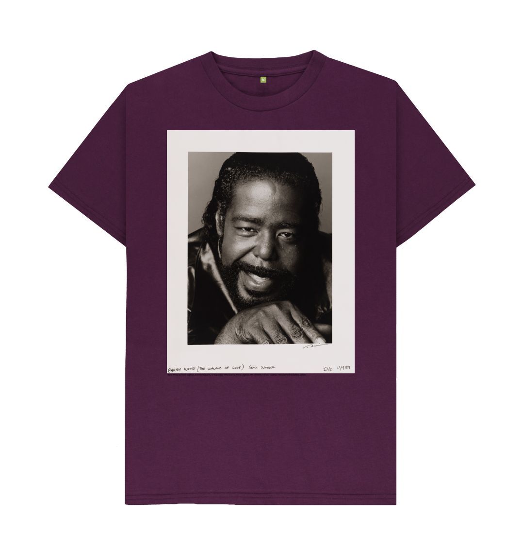 Purple barry white unisex crew neck t shirt