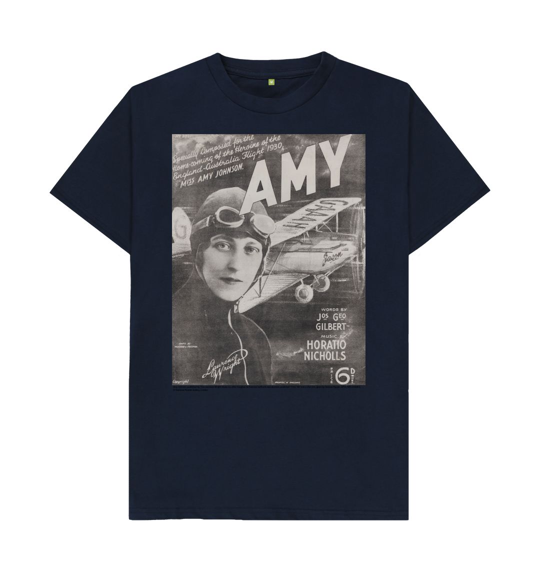 Navy blue amy johnson sheet music cover unisex t shirt