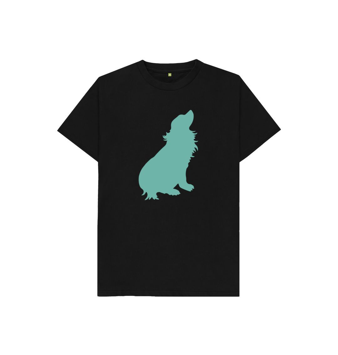 Black hubert leslie green dog silhouette kids t shirt