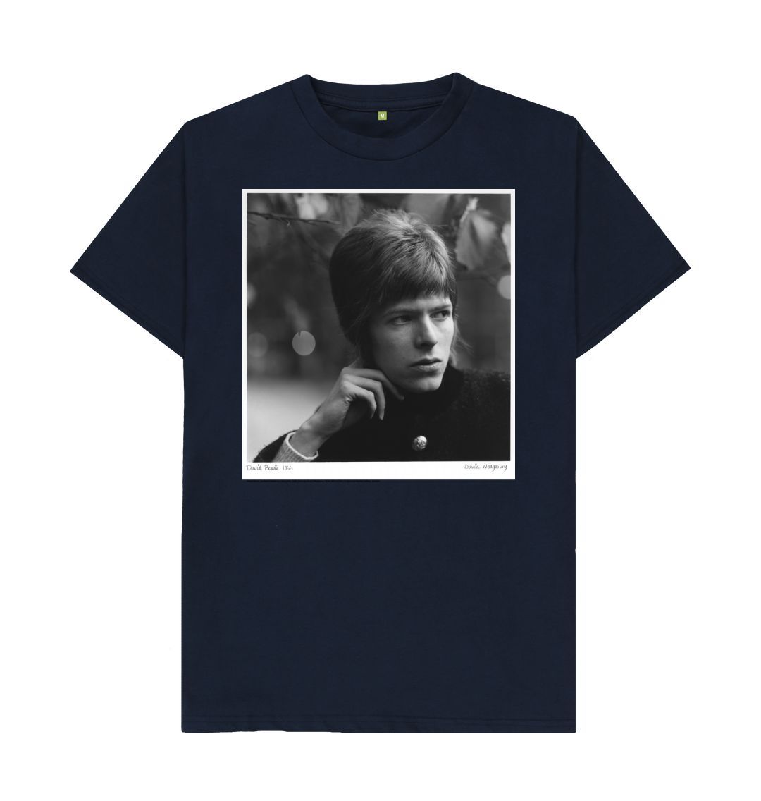 Navy blue david bowie unisex crew neck t shirt
