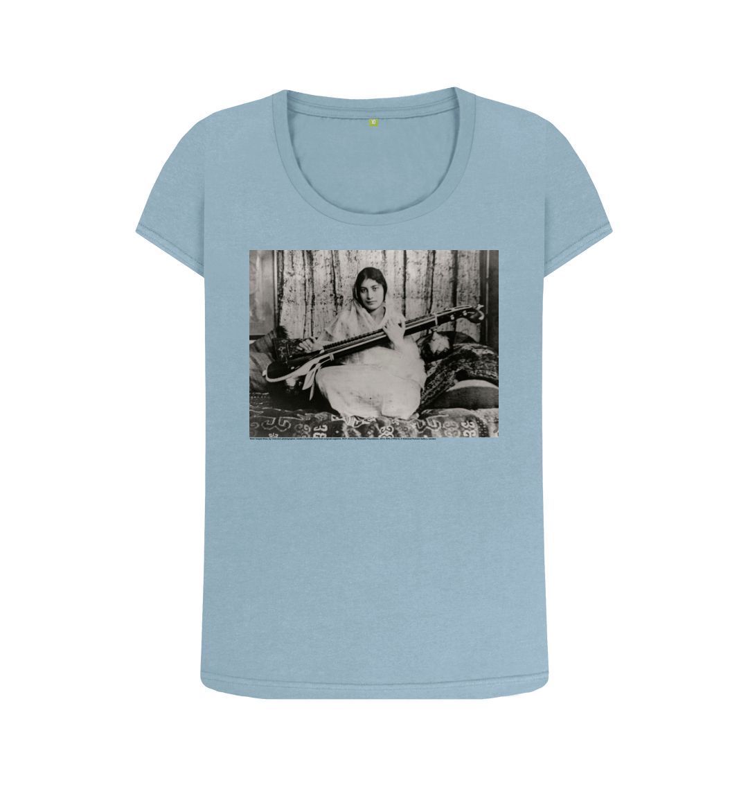 Stone blue noor inayat khan women's scoop neck t shirt