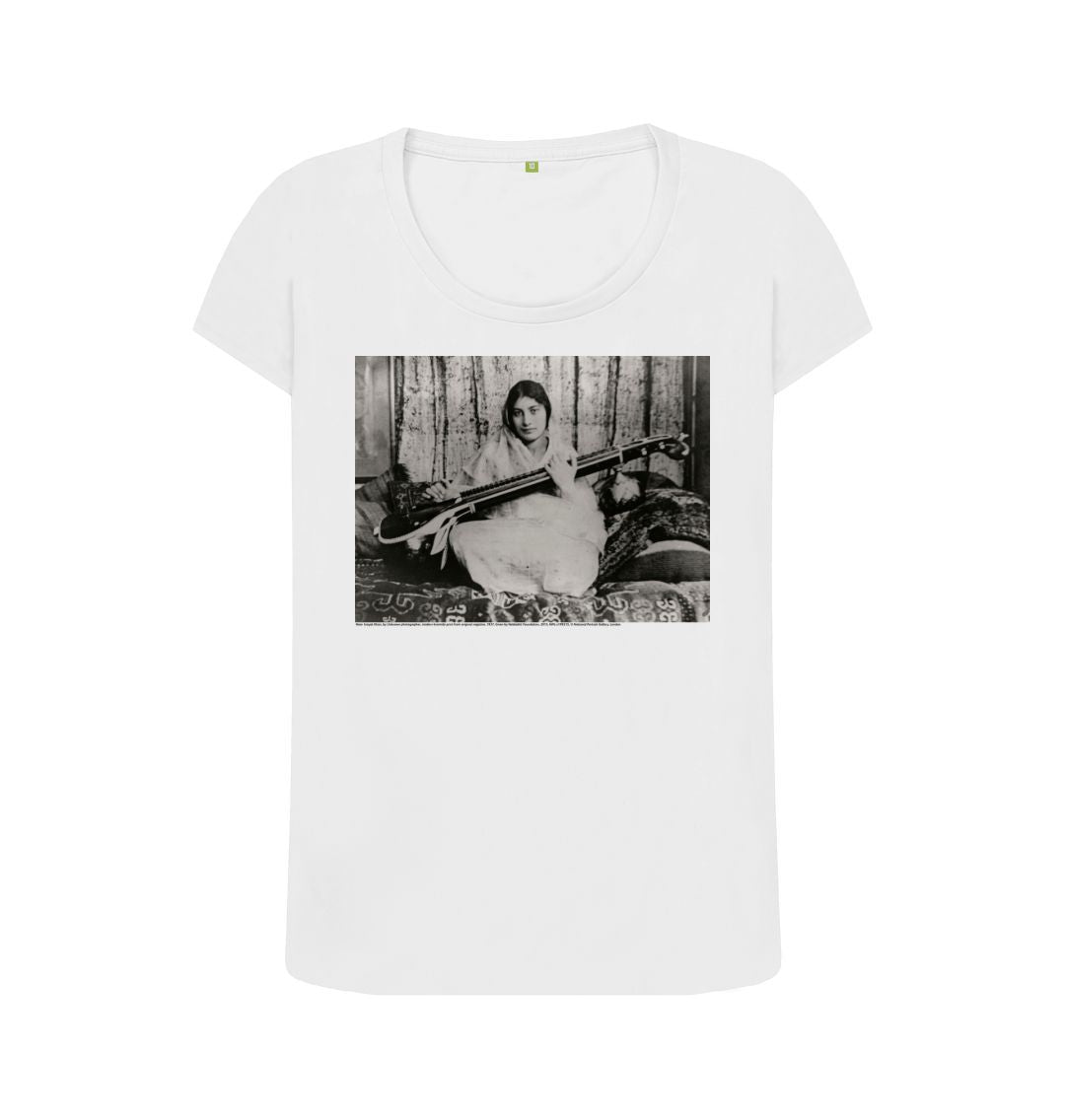 White noor inayat khan women's scoop neck t shirt