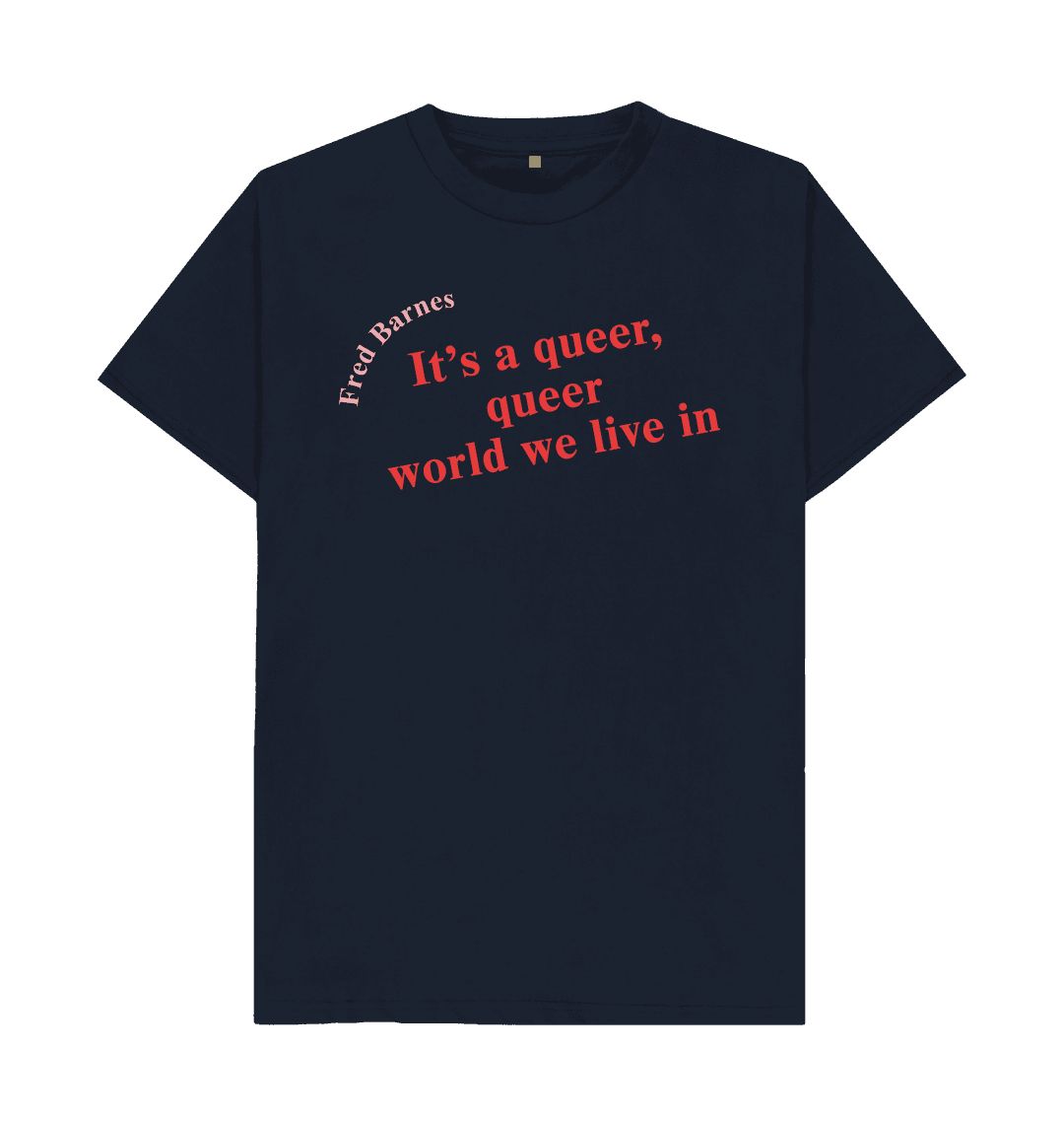 Navy blue fred barnes quote unisex t shirt with red font
