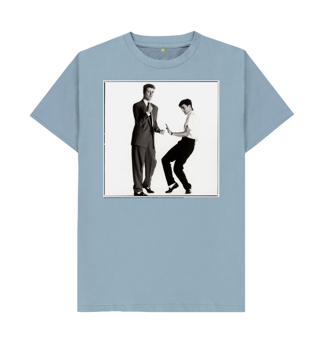 Stone blue wham! unisex crew neck t shirt