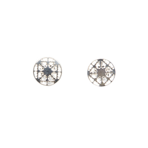 Lace design sterling silver stud earrings.