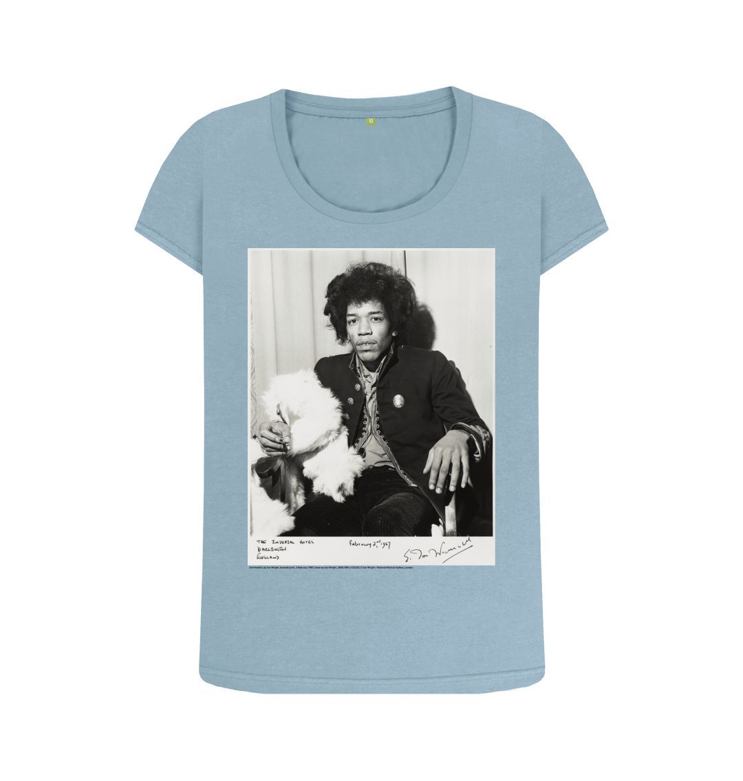 Stone blue jimi hendrix women's scoop neck t shirt