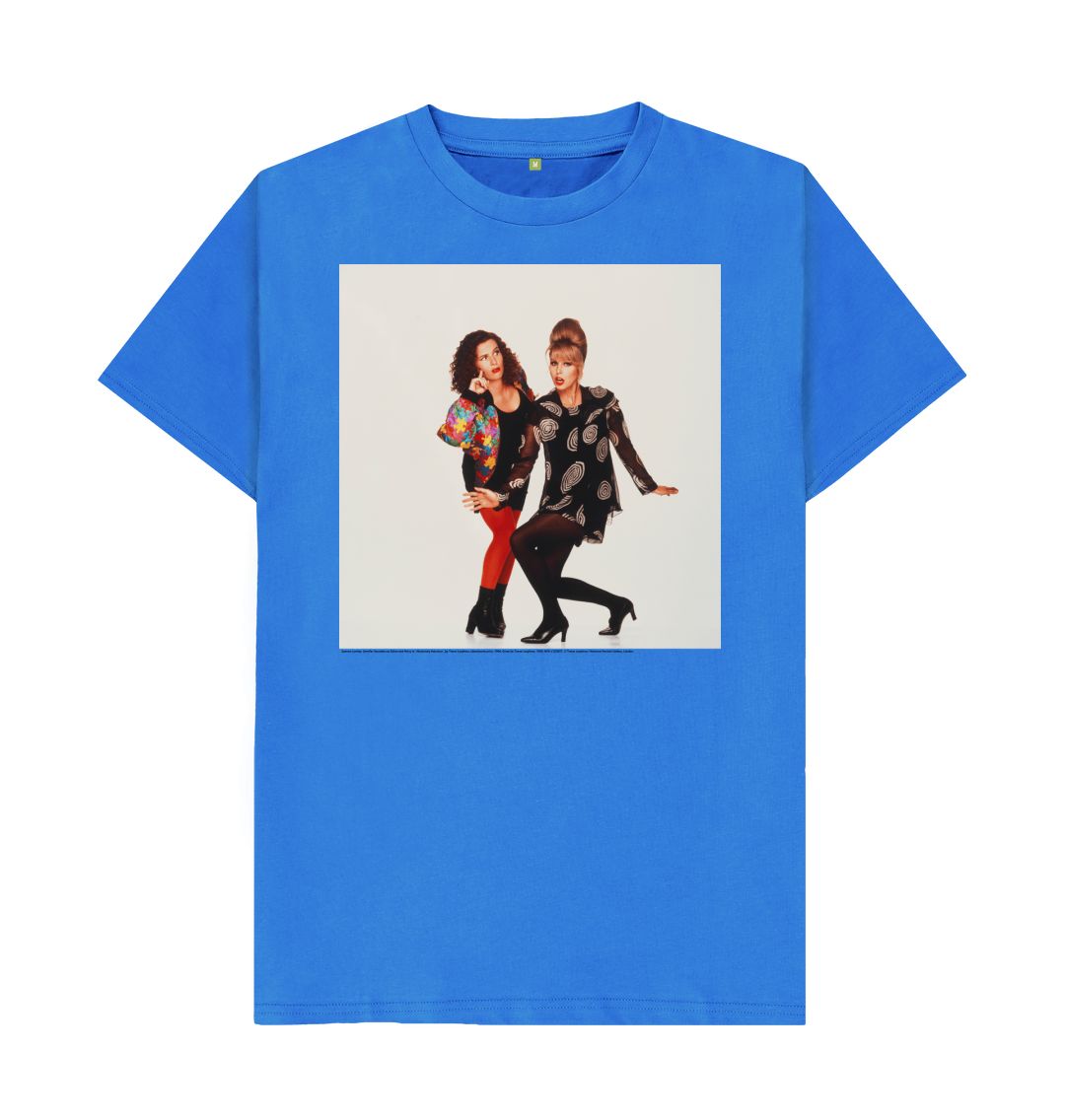 Bright blue joanna lumley; jennifer saunders as edina and patsy in 'absolutely fabulous' unisex crew neck t shirt