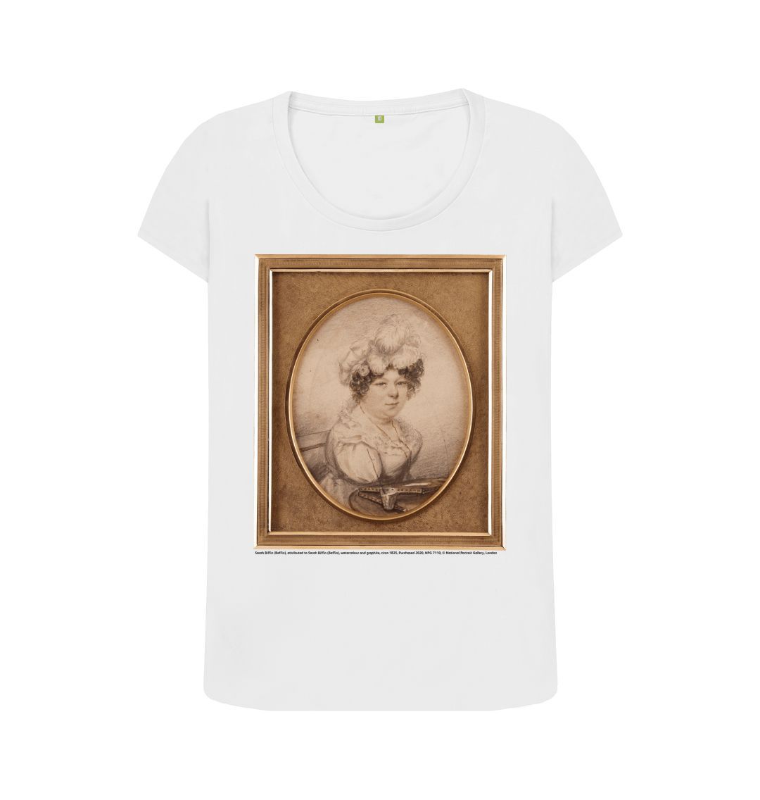 White sarah biffin women's scoop neck t shirt