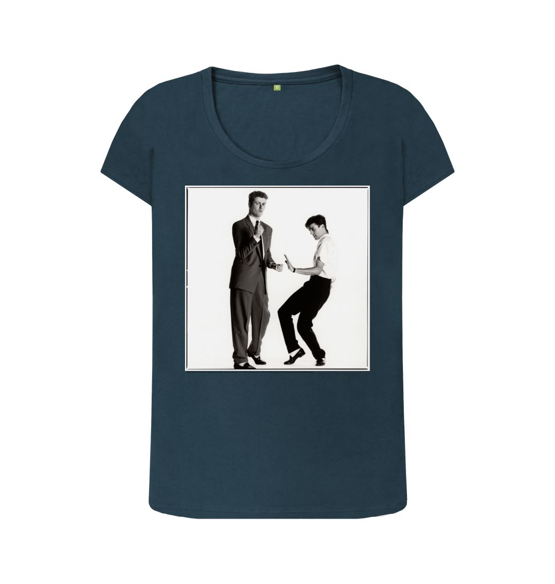 Denim blue wham! women's scoop neck t shirt