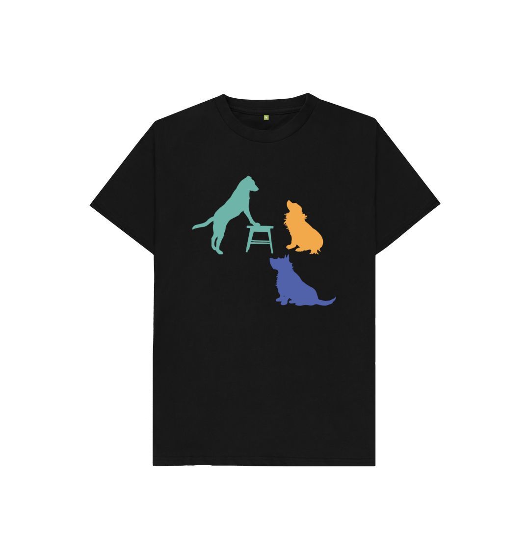 Black hubert leslie three dogs silhouette kids t shirt