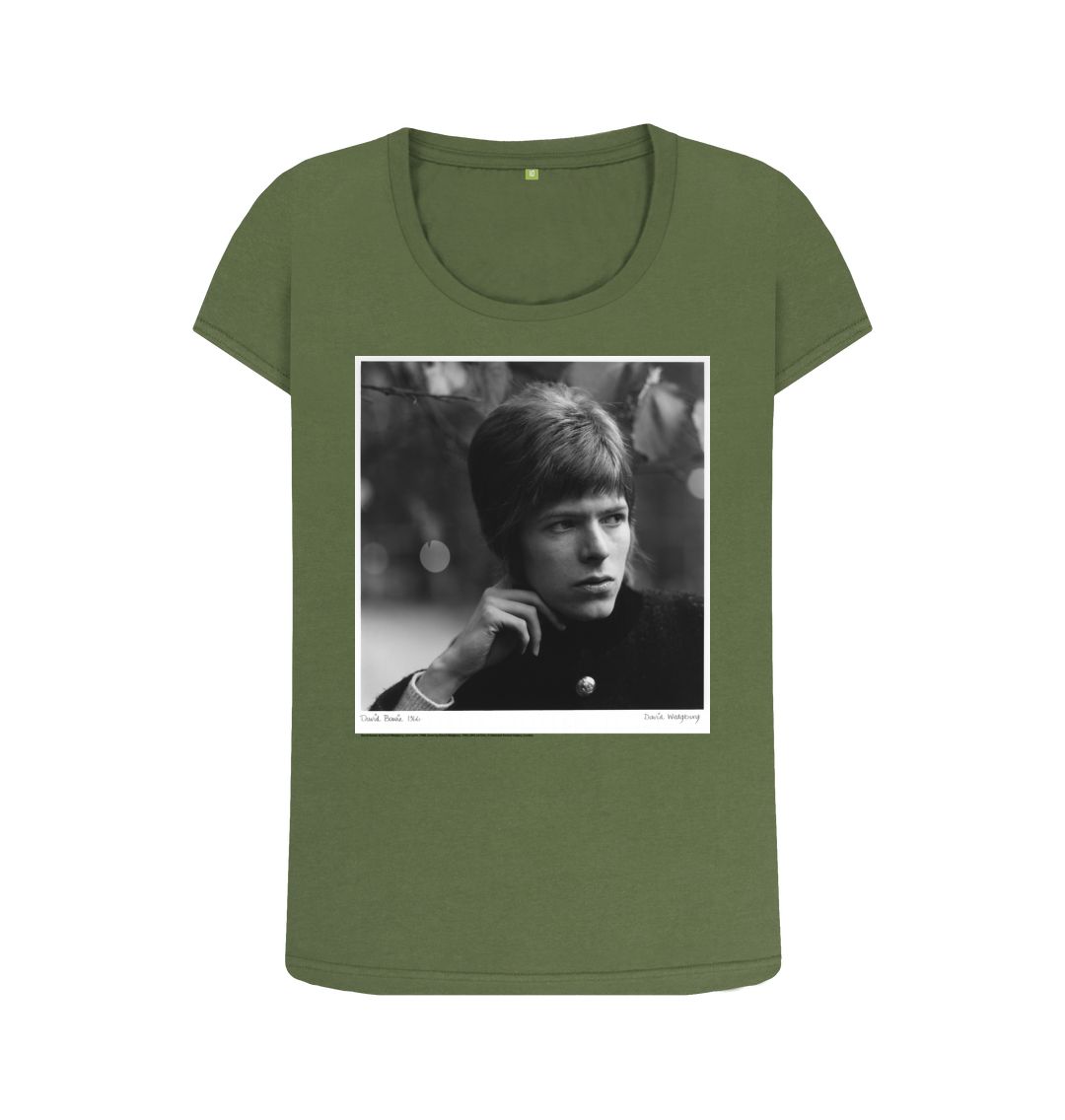 Khaki david bowie women's scoop neck t shirt
